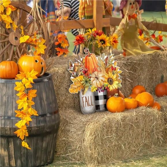 Fall Wooden Hanging Sign Autumn Floral Pumpkin Welcome Door Sign - Picture 7 of 7